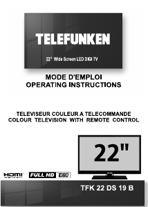 Manual Telefunken TFK22DS19B LED Television