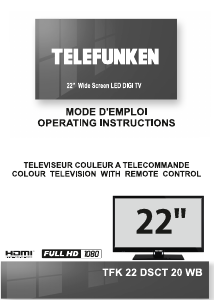 Manual Telefunken TFK22DSCT20WB LED Television