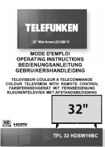 Manual Telefunken TFL32HDSW19BC LED Television
