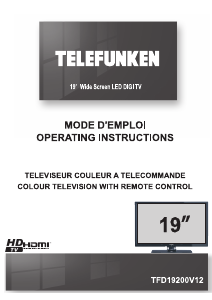 Manual Telefunken TFD19200V12 LED Television