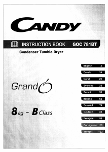Manuale Candy GOC 781BT-84 Asciugatrice