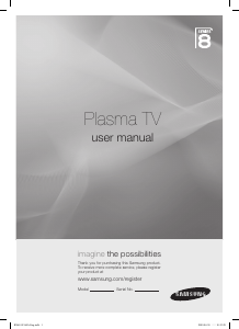 Bruksanvisning Samsung PS50B850Y1R Plasma TV