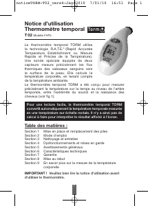 Mode d’emploi Torm T02 Thermomètre