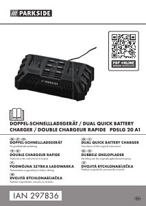 Manuál Parkside PDSLG 20 A1 Nabíječka baterií