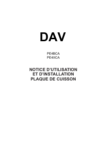 Mode d’emploi DAV PE4BCA Table de cuisson