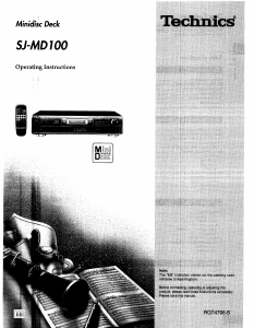 Bruksanvisning Technics SJ-MD100 MiniDisc-spelare