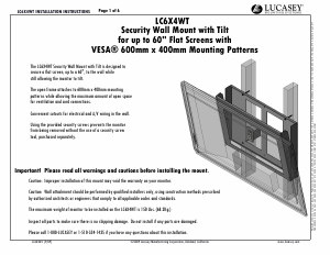 Bruksanvisning Lucasey LC6X4WT Väggfäste