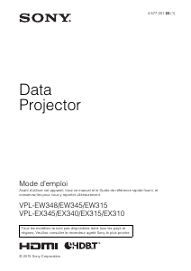 Mode d’emploi Sony VPL-EW348 Projecteur