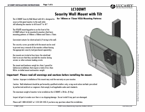 Bruksanvisning Lucasey LC100WT Väggfäste