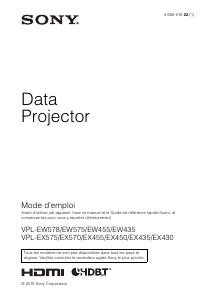 Mode d’emploi Sony VPL-EX455 Projecteur