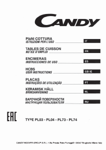 Manual Candy PGC640SQBA Hob