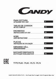 Manual Candy PGC640SQXX Placa