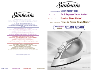 Mode d’emploi Sunbeam 4211-099 Steam Master Fer à repasser