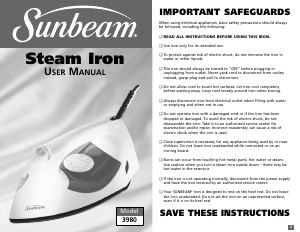Bruksanvisning Sunbeam 3980 Strykjärn