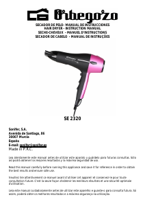 Manual Orbegozo SE 2320 Secador de cabelo