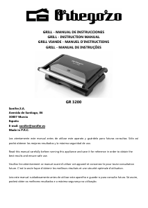 Bruksanvisning Orbegozo GR 3200 Smörgåsgrill