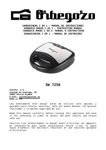 Bruksanvisning Orbegozo SW 7250 Smörgåsgrill