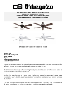 Mode d’emploi Orbegozo CP 95132 Ventilateur de plafond