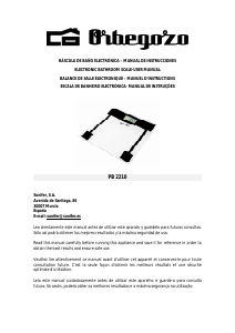 Manual de uso Orbegozo PB 2210 Báscula