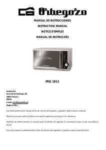 Manual Orbegozo MIG 1811 Micro-onda