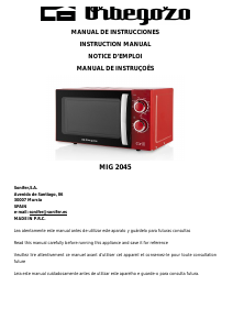 Manual Orbegozo MIG 2045 Micro-onda