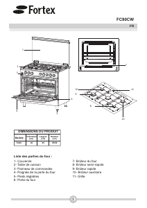 Mode d’emploi Fortex FC90CW Cuisinière