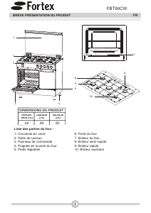 Mode d’emploi Fortex FBT90CW Cuisinière