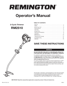 Handleiding Remington RM2510 Grastrimmer