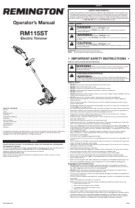 Handleiding Remington RM115ST Grastrimmer