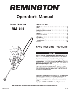 Handleiding Remington RM1645 Kettingzaag