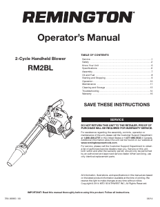 Manual Remington RM2BL Leaf Blower