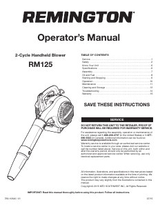 Mode d’emploi Remington RM125 Souffleur