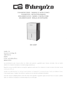 Manual Orbegozo DH 1037 Dehumidifier