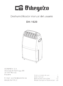 Manual Orbegozo DH 1620 Dehumidifier