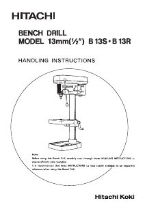 Bruksanvisning Hitachi B 13S Bänkborrmaskin