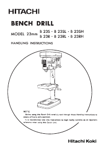 Bruksanvisning Hitachi B23S Bänkborrmaskin