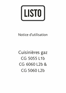 Mode d’emploi Listo CG5055 L1b Cuisinière
