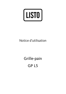 Mode d’emploi Listo GP L5 Grille pain