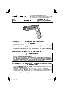 Mode d’emploi Metabo DB 3DL2 Perceuse visseuse