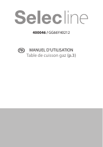 Mode d’emploi Selecline GG66Y40212 Table de cuisson