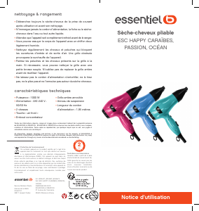 Mode d’emploi Essentiel B ESC Happy Passion Sèche-cheveux