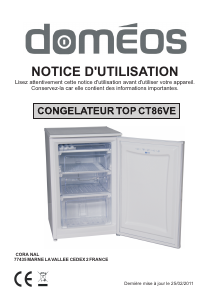 Mode d’emploi Doméos CT86VE Congélateur