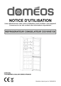 Mode d’emploi Doméos CO318VE13X Réfrigérateur combiné