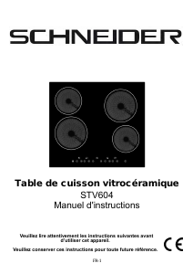 Mode d’emploi Schneider STV604 Table de cuisson