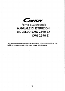 Manuale Candy CMG 2590 E Microonde