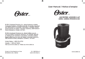 Bruksanvisning Oster BVSTMF2316-033 Mjölkskummare