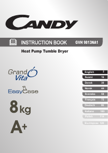 Handleiding Candy GVH 9813 NA1 Wasdroger