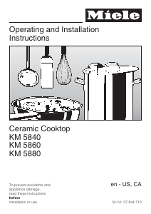 Manual Miele KM 5860 208V Hob