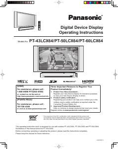 Bruksanvisning Panasonic PT-50LCX64 TV