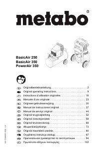 Bruksanvisning Metabo BasicAir 250 Kompressor
